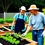 Community Garden Collaboration**

*   **Subject:** A diverse group of adults working together in a community garden.
*   **Clothing:** Fully clothed in casual gardening attire (jeans, t-shirts, hats, gardening gloves). Modest clothing appropriate for outdoor work.
*   **Environment:** A sunny, well-maintained community garden with raised beds, various plants, and gardening tools visible.
*   **Style:** Warm, inviting, and slightly painterly, depicting collaboration and positive energy.
*   **Quality Modifiers:** Perfect anatomy, correct proportions, well-formed hands, natural pose, high resolution, professional photography, safe for work, appropriate content, fully clothed, family-friendly.

**