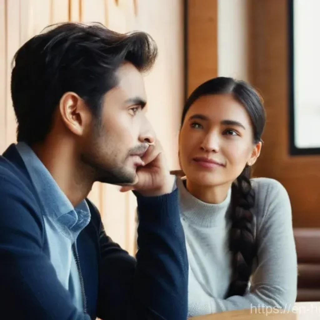 회복탄력성을 위한 공감 능력 기르기 - **"The Listener's Embrace"**: A detailed, close-up shot of two adults engaged in deep, empathetic co...