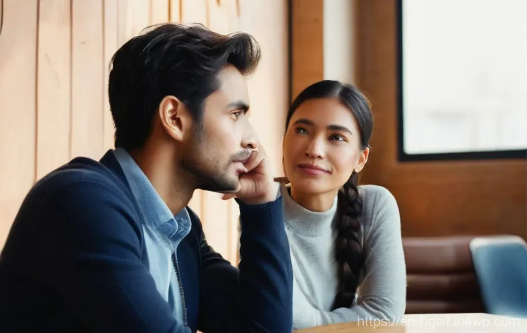 회복탄력성을 위한 공감 능력 기르기 - **"The Listener's Embrace"**: A detailed, close-up shot of two adults engaged in deep, empathetic co...